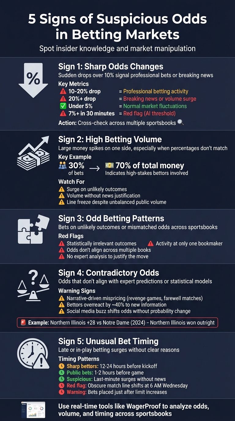 5 Signs of Suspicious Odds in Betting Markets Infographic