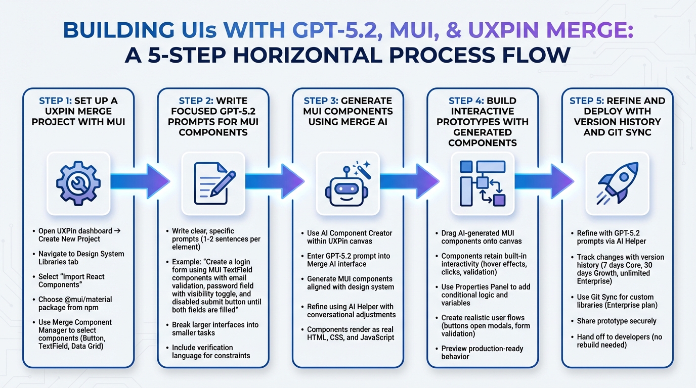 5-Step Workflow for Building UIs with GPT-5.2, MUI, and UXPin Merge