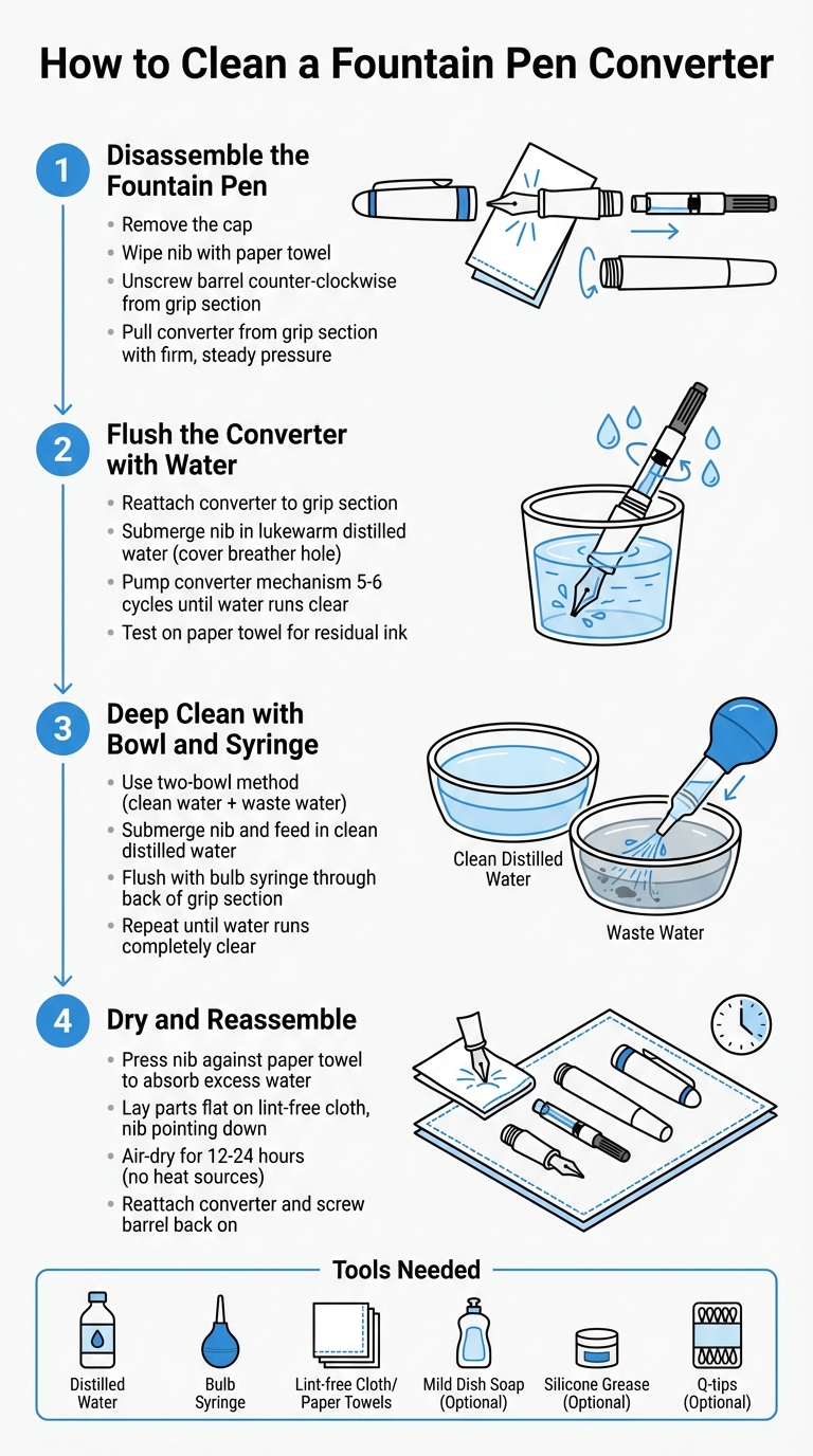 4-Step Process to Clean a Fountain Pen Converter