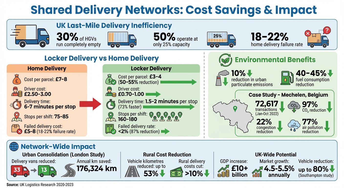 Cost Savings and Efficiency Gains of Shared Delivery Networks
