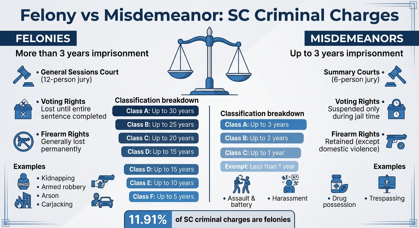 South Carolina Felony vs Misdemeanor Classification Chart