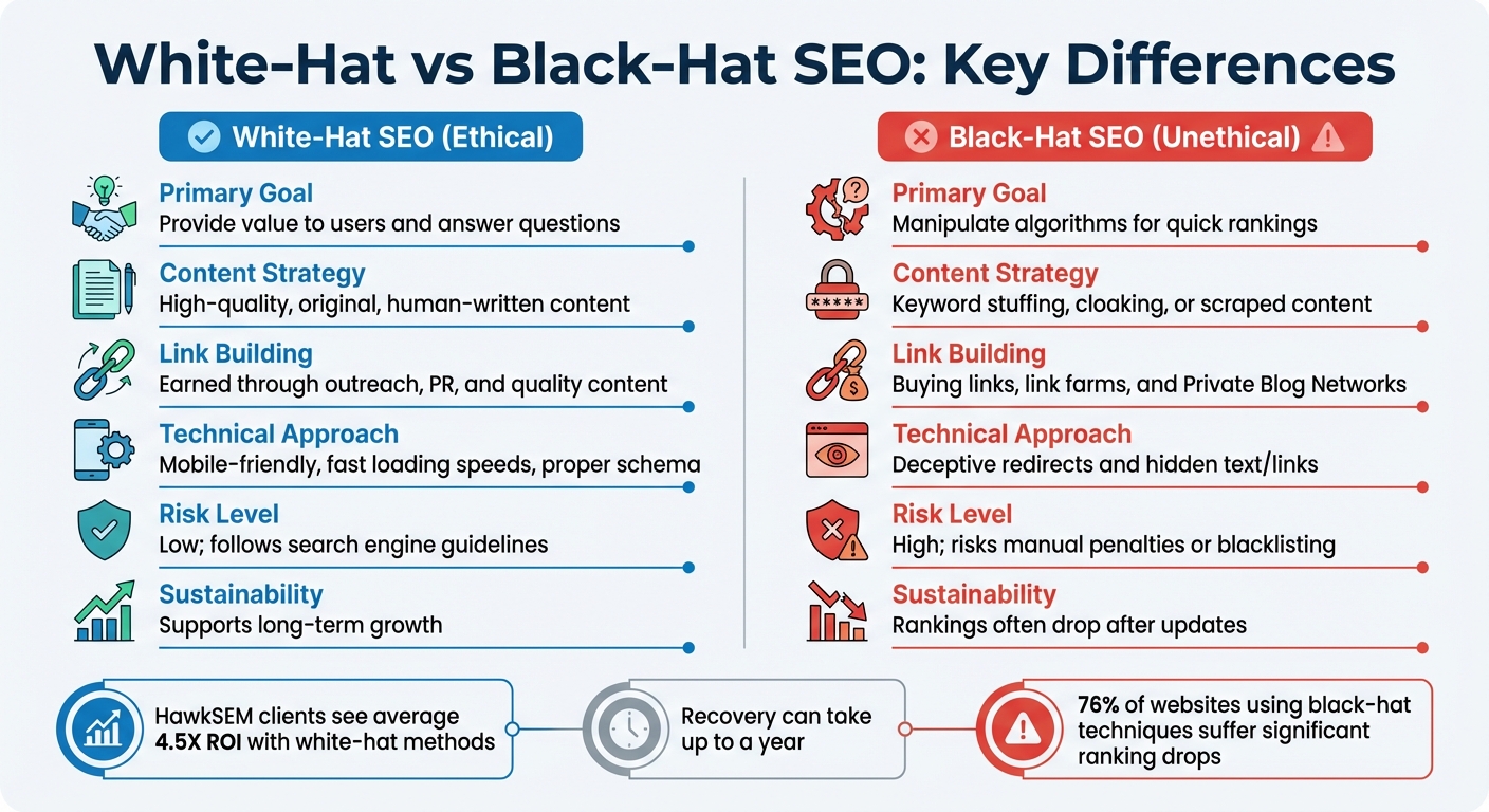 White-Hat vs Black-Hat SEO Practices Comparison Guide