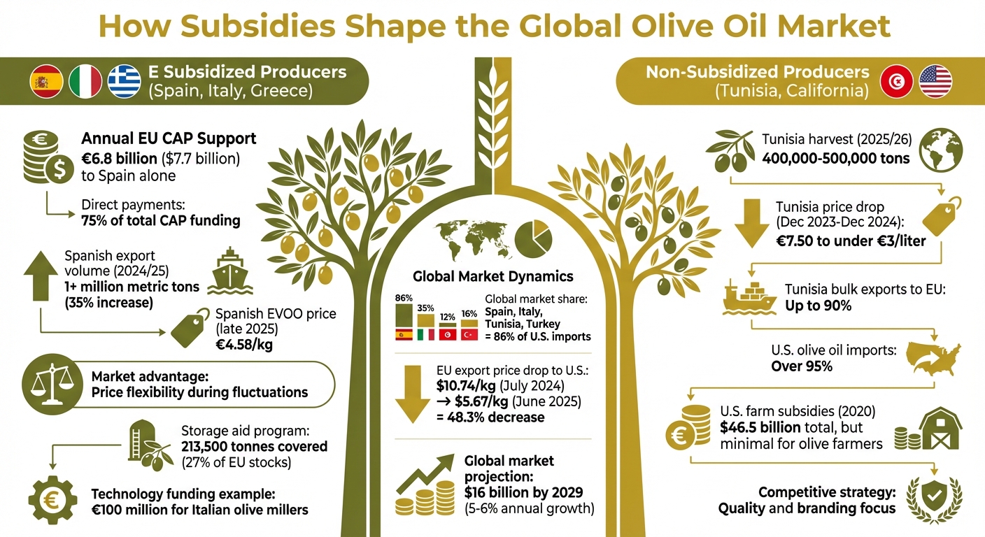EU vs Non-Subsidized Olive Oil Producers: Subsidy Impact Comparison