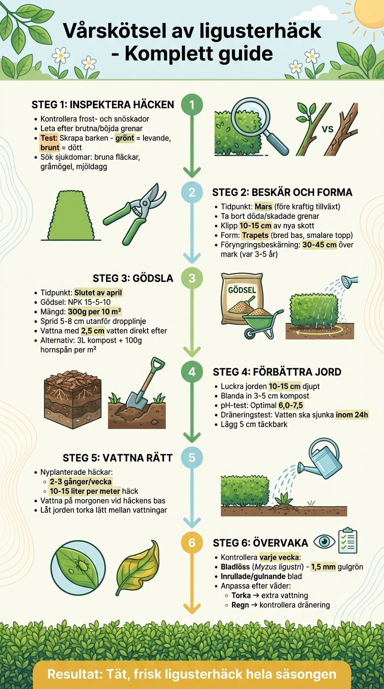 Vårskötsel av ligusterhäck: 6 steg för en frisk och tät häck