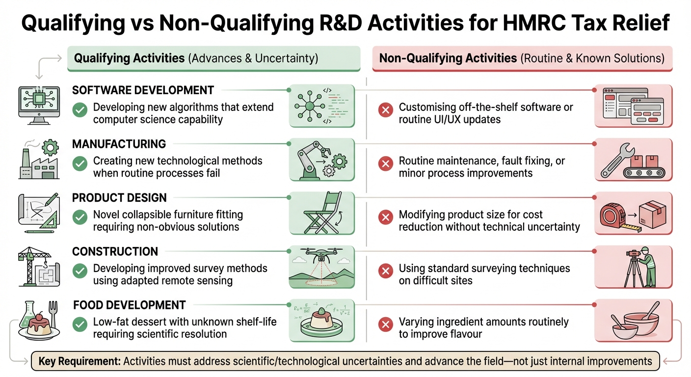 Qualifying vs Non-Qualifying R&D Activities for HMRC Tax Relief