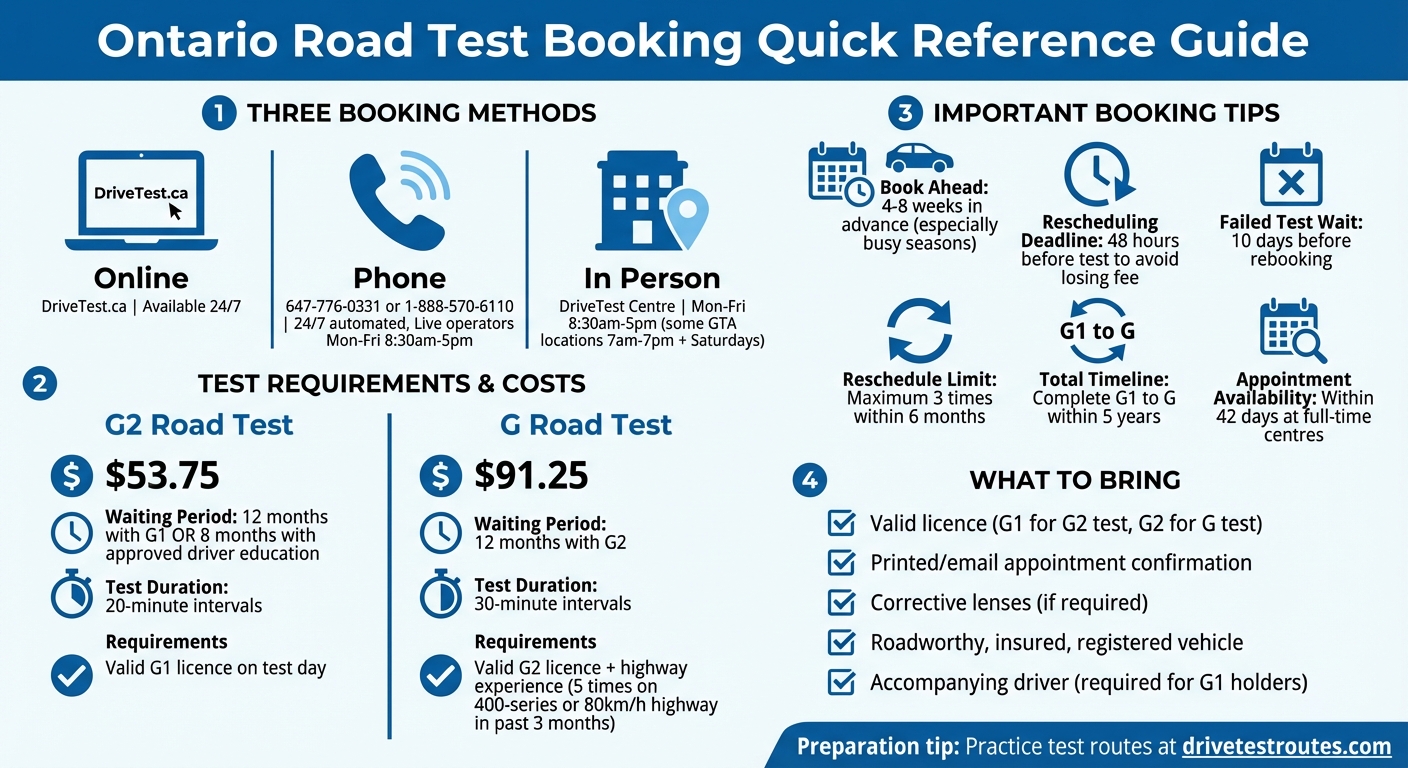 Ontario Road Test Booking Guide: Requirements, Costs, and Methods