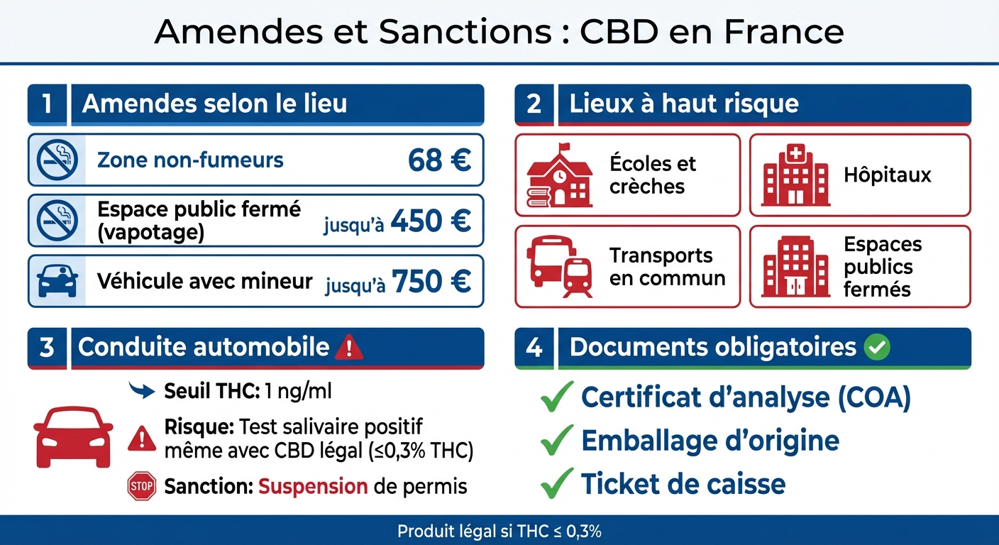 Amendes et sanctions pour consommation de CBD en France