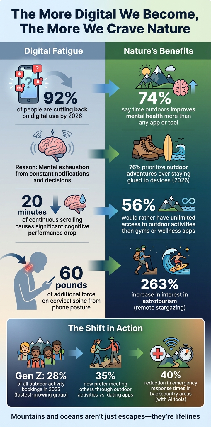 Digital Fatigue vs Nature: Key Statistics on Outdoor Mental Health Benefits 2025-2026