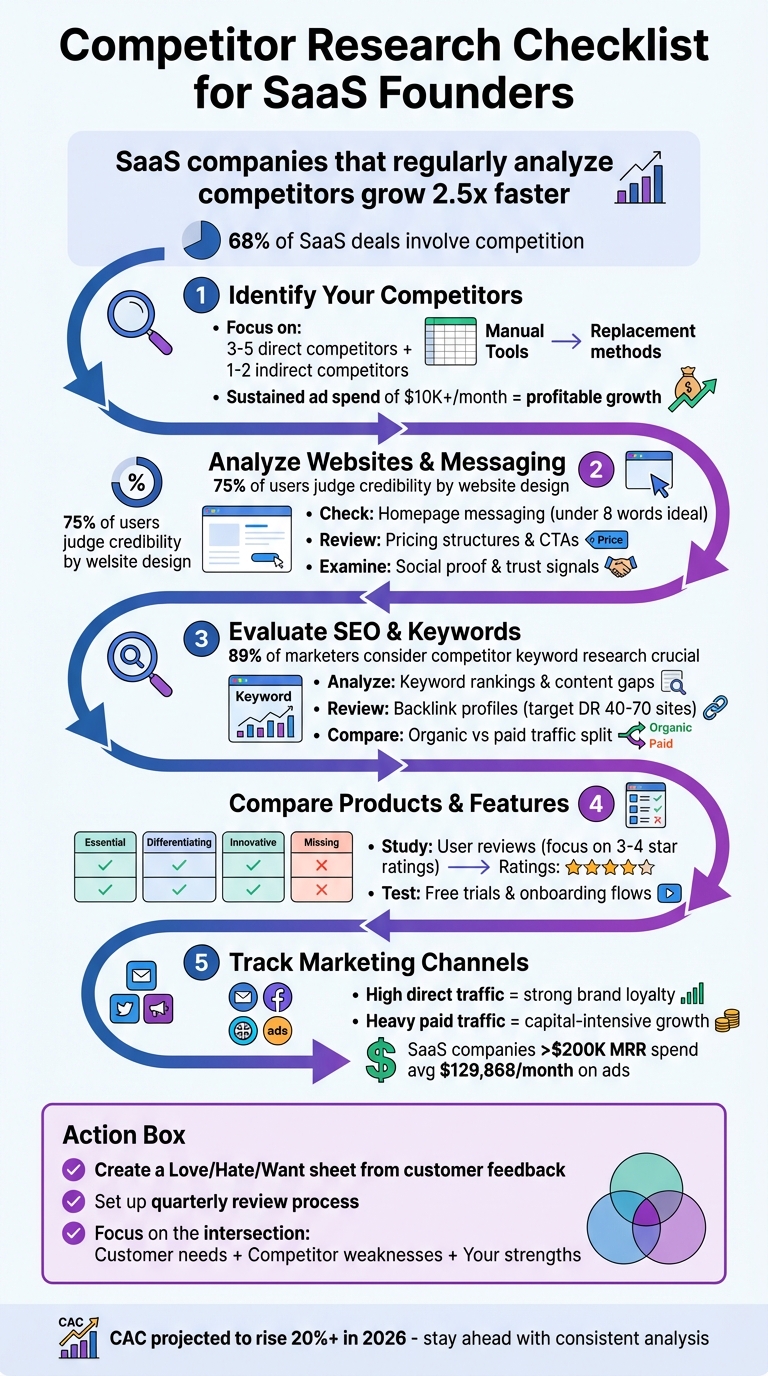 SaaS Competitor Research Framework: 5-Step Checklist for Founders