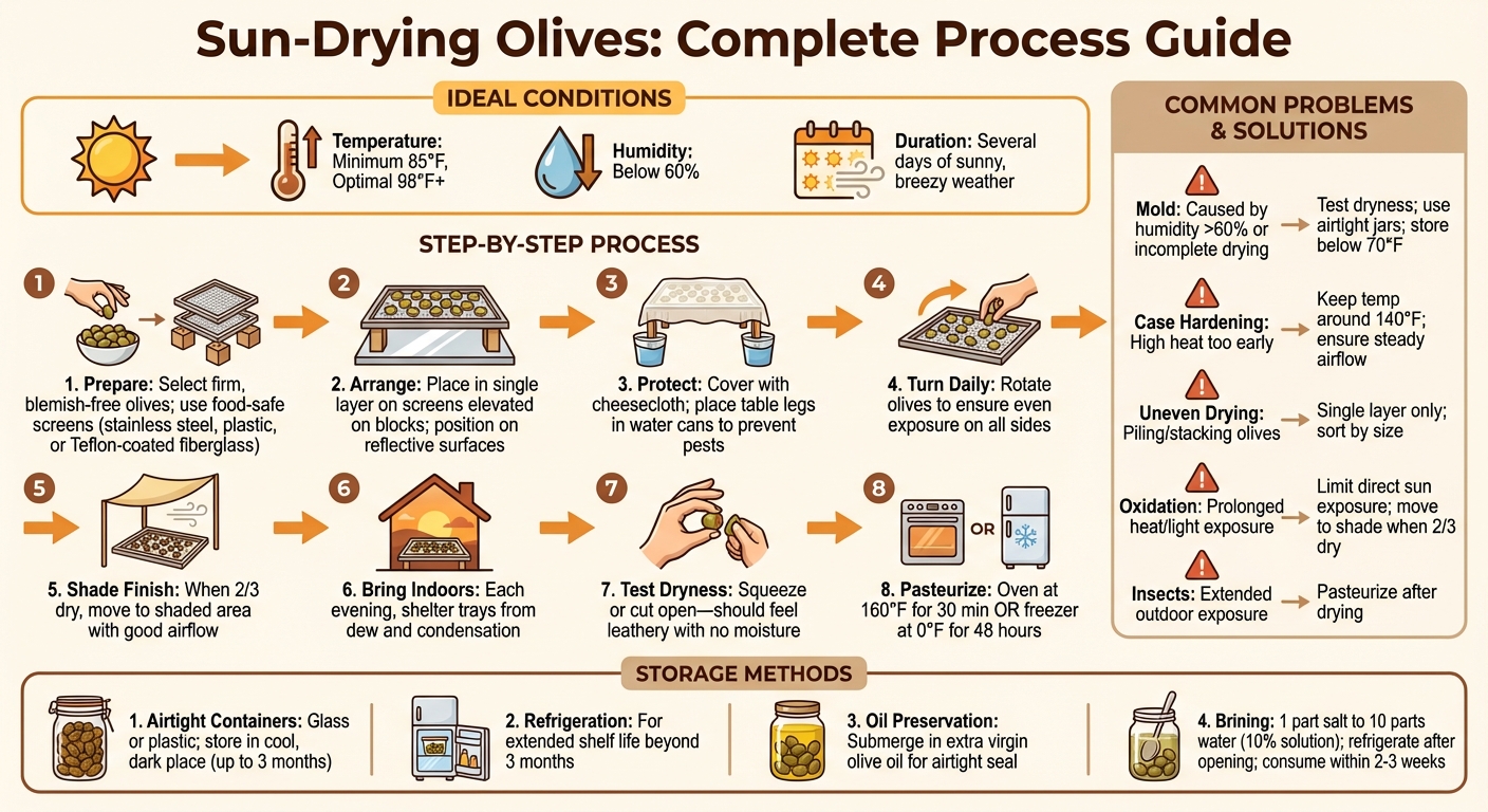 Complete Guide to Sun-Drying Olives: Steps, Conditions, and Storage