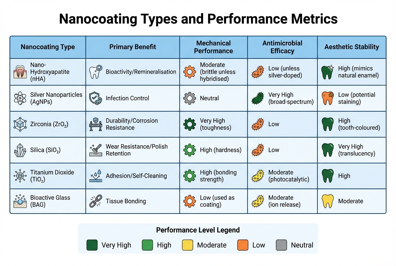 Performance Comparison of Dental Nanocoating Materials