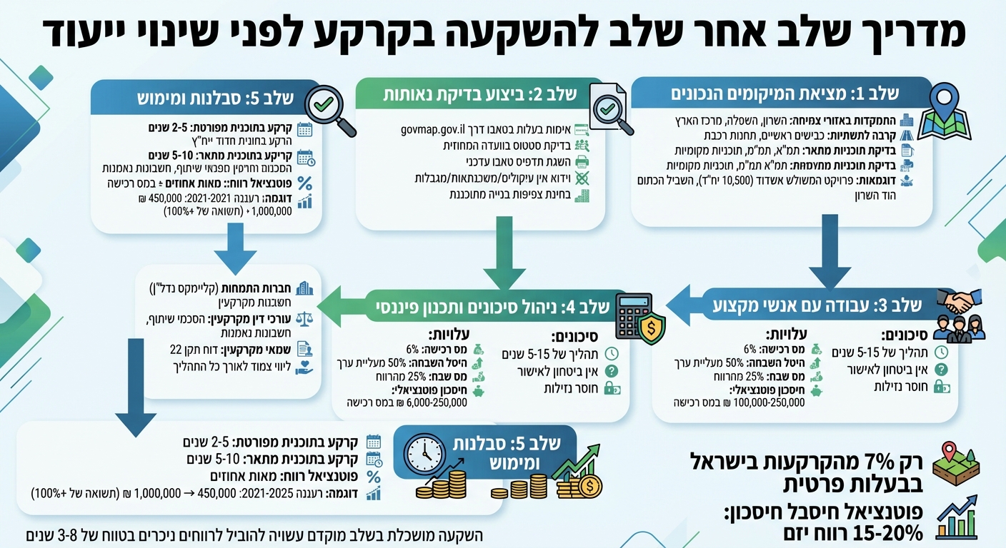 מדריך שלב אחר שלב להשקעה בקרקע לפני שינוי ייעוד