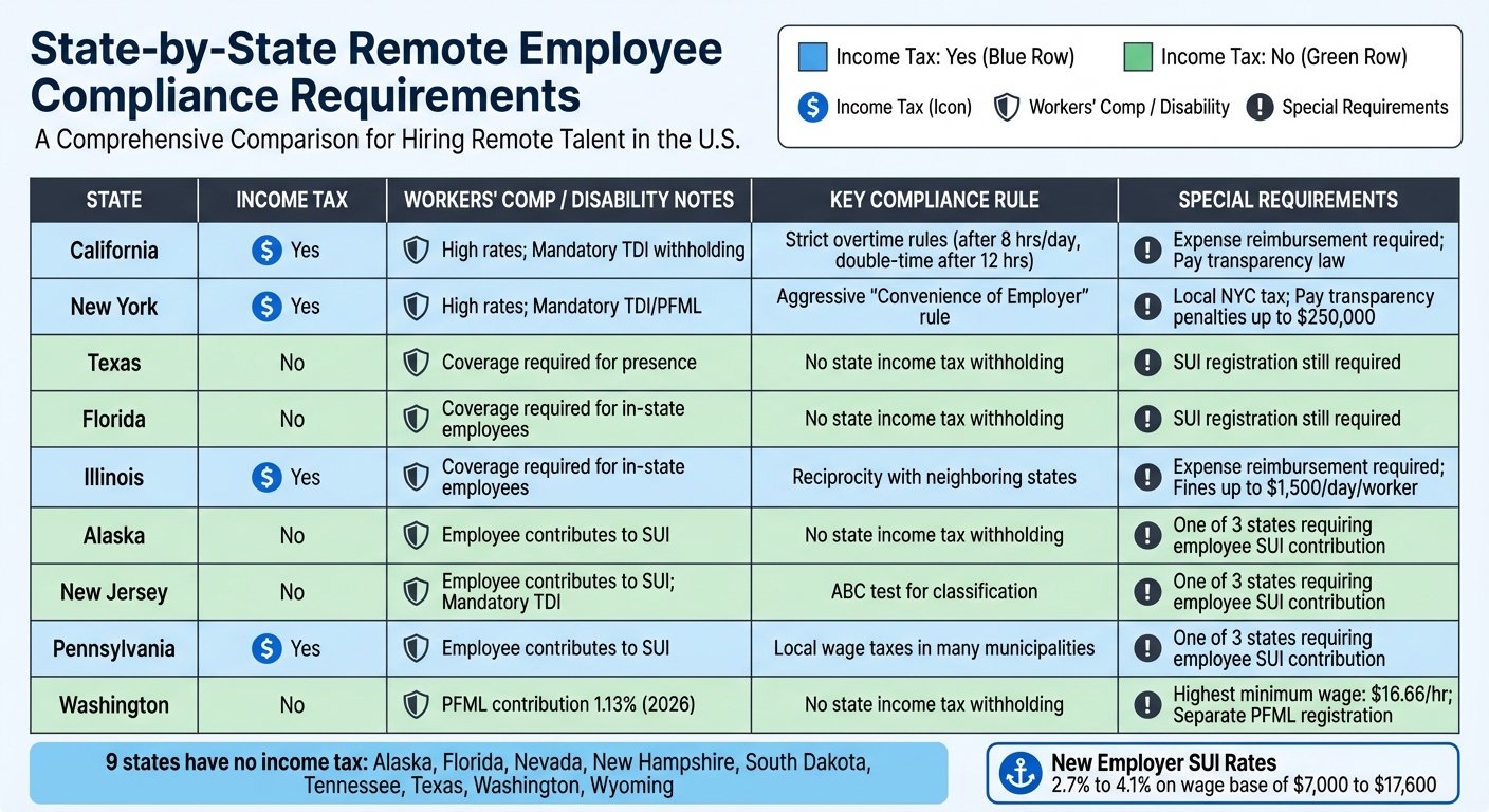 State-by-State Remote Employee Compliance Requirements Comparison Chart