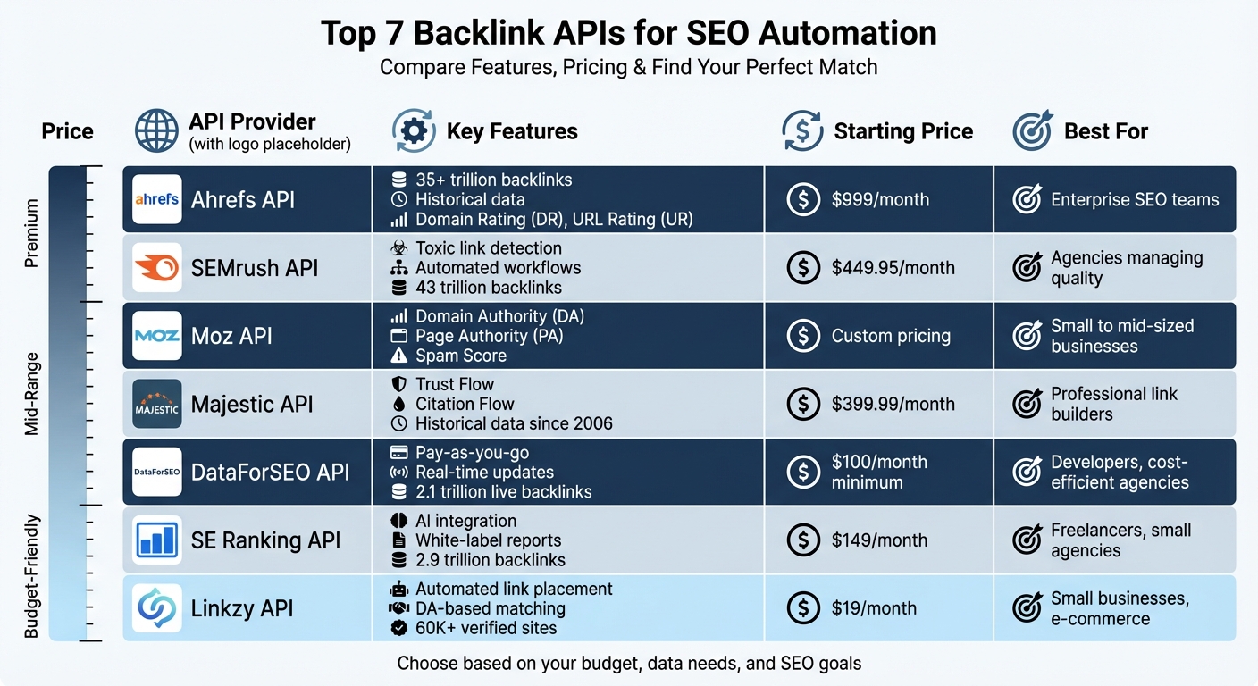 Top 7 Backlink APIs Comparison: Features, Pricing & Best Use Cases