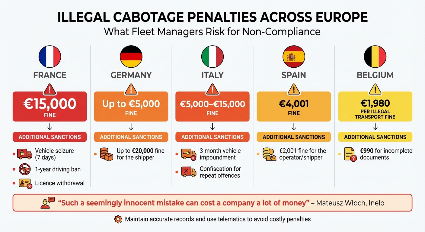 EU Cabotage Penalties by Country: Fines and Sanctions for Fleet Operators 2026