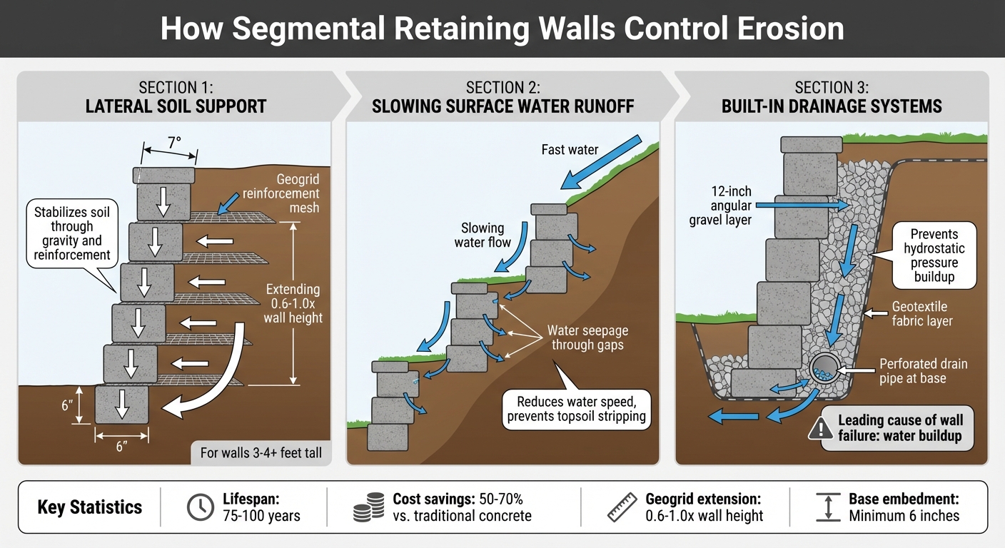 How Segmental Retaining Walls Control Erosion: 3-Step System
