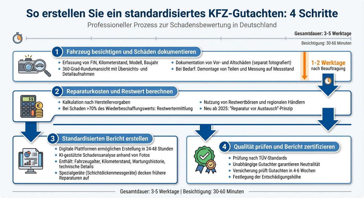 4 Schritte zur Erstellung eines standardisierten KFZ-Gutachtens