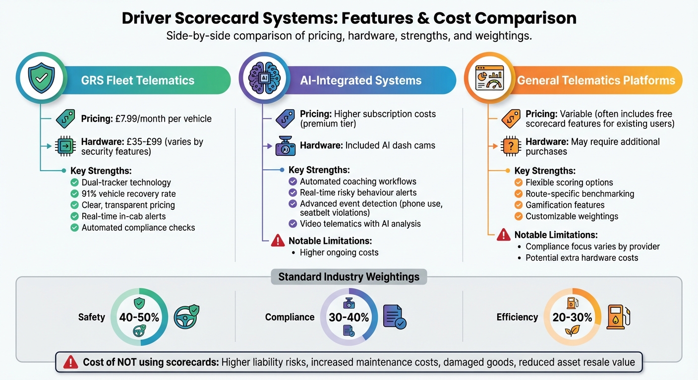 Driver Scorecard Systems Comparison: Features, Strengths and Costs