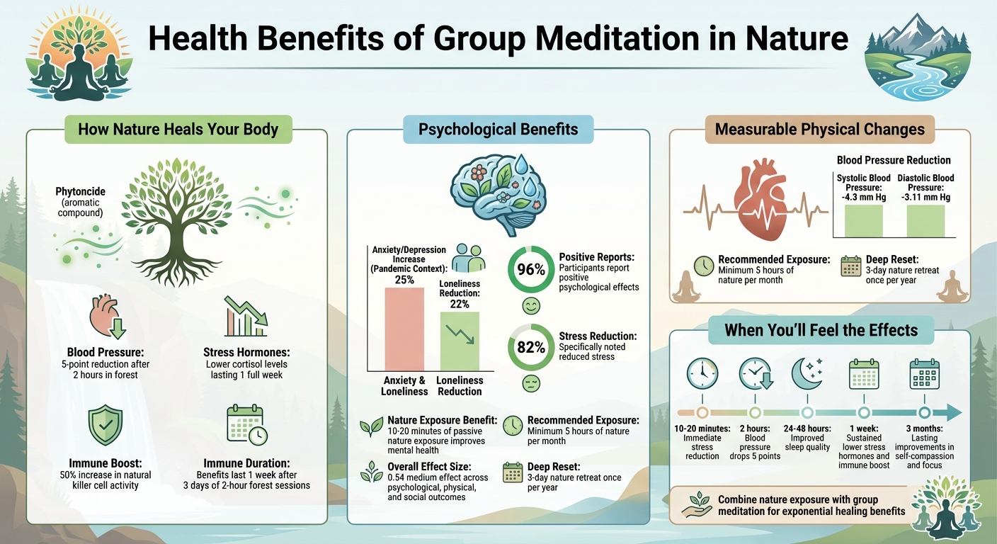 Health Benefits of Group Meditation in Nature: Key Statistics and Outcomes