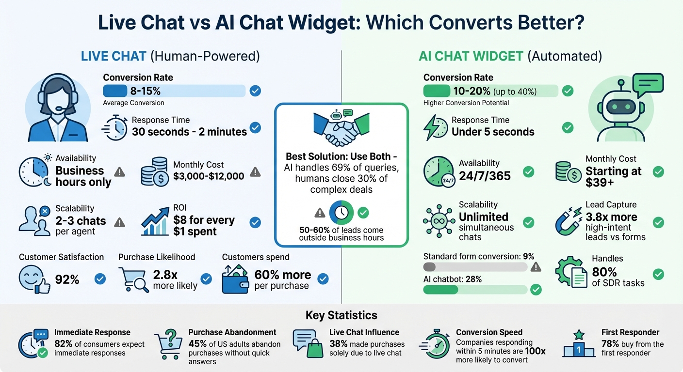 Live Chat vs AI Chat Widget: Feature Comparison and Conversion Metrics