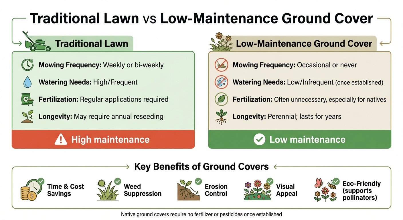 Traditional Lawn vs Low-Maintenance Ground Cover Comparison