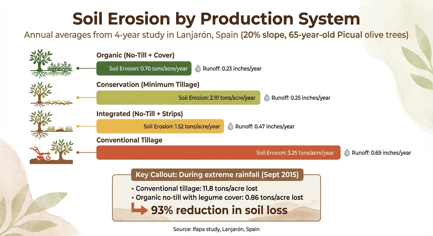 Soil Erosion Comparison: Regenerative vs Conventional Olive Farming Methods