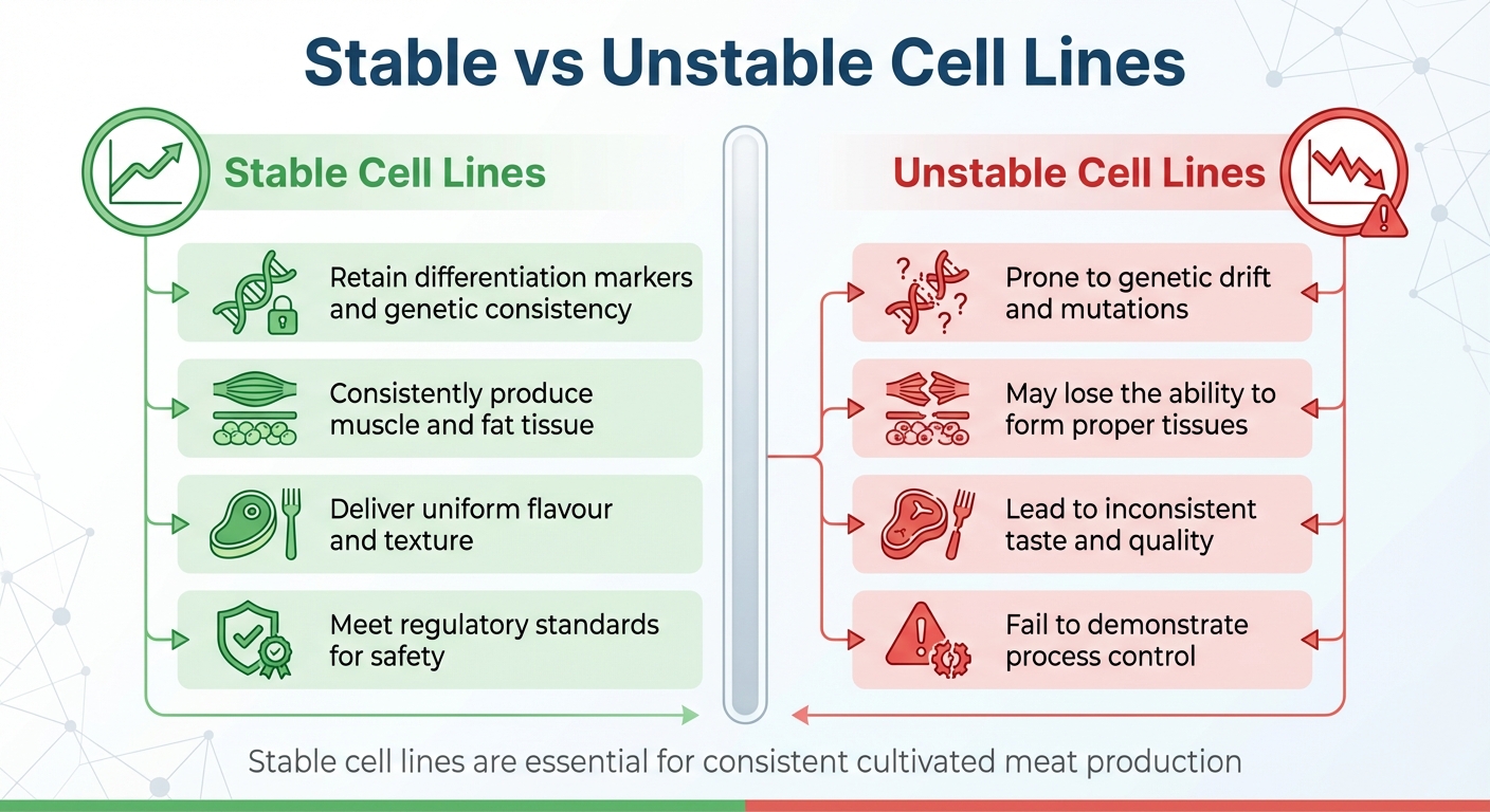 Stable vs Unstable Cell Lines in Cultivated Meat Production