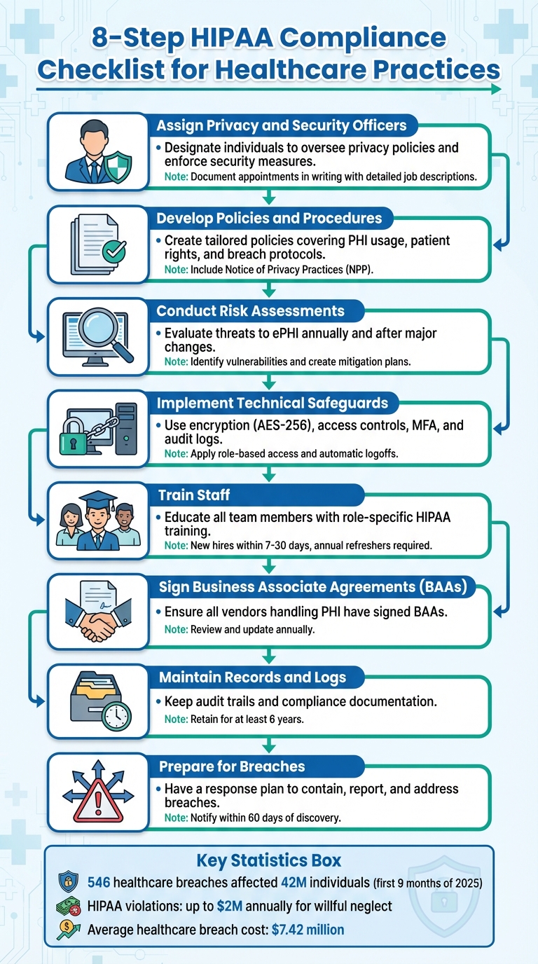 8-Step HIPAA Compliance Checklist for Healthcare Practices