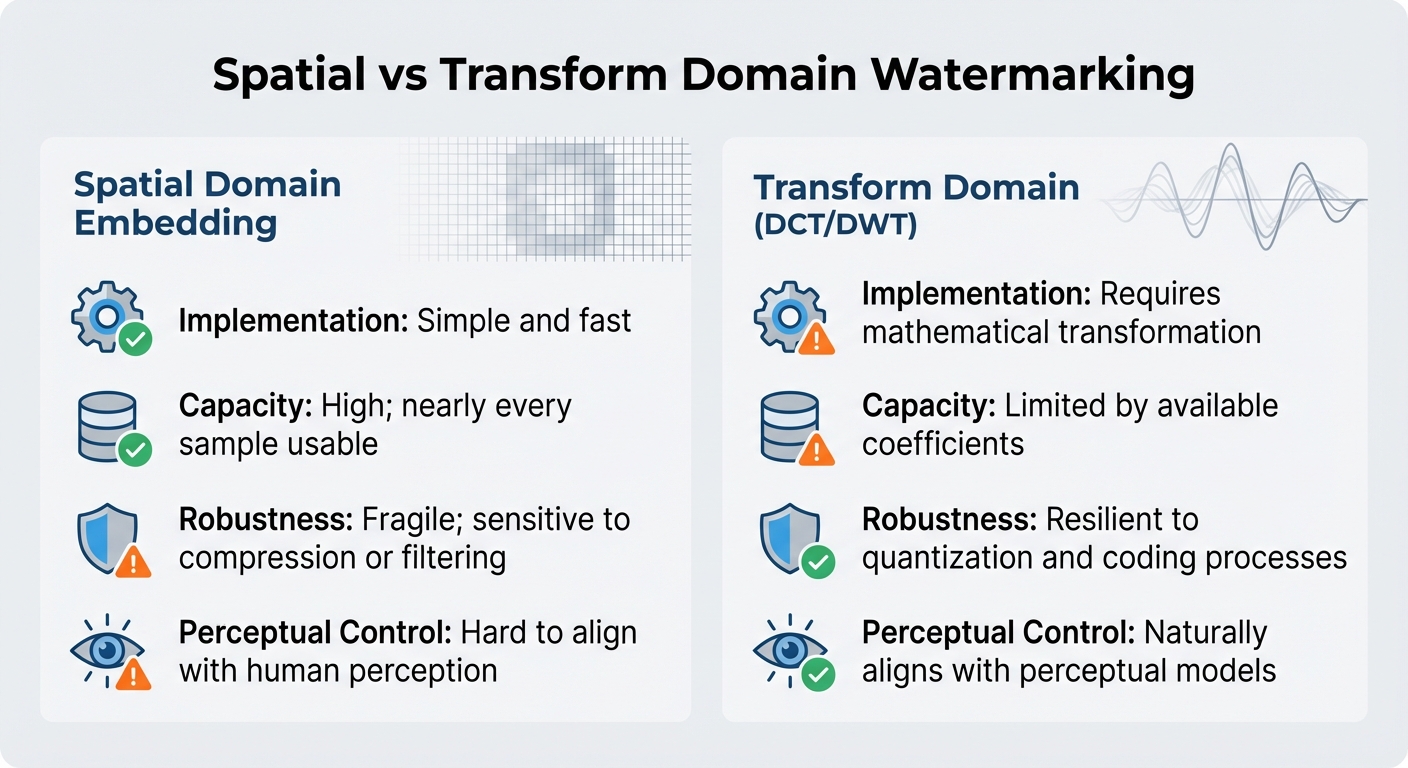 Spatial vs Transform Domain Watermarking: Key Differences