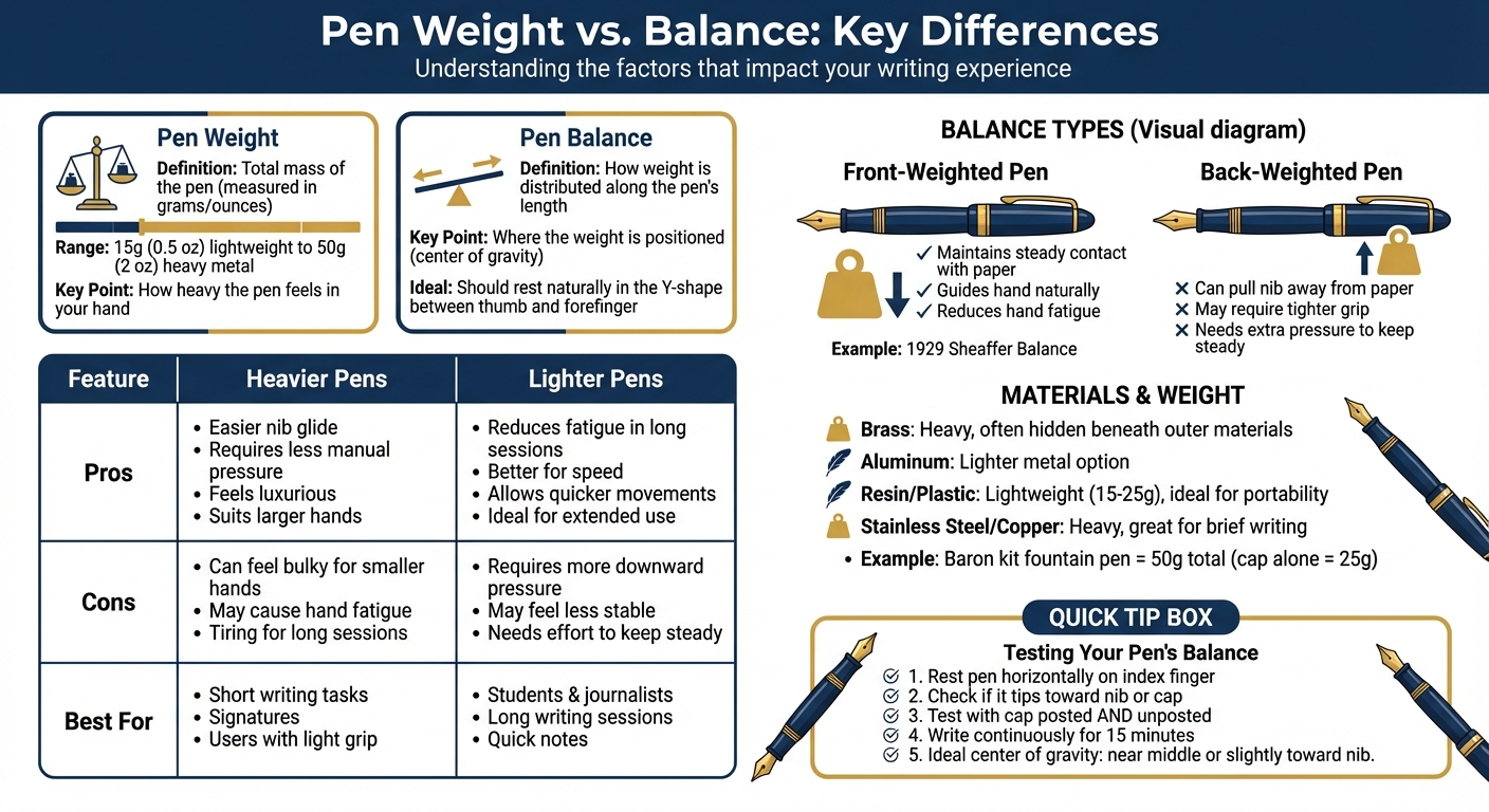 Fountain Pen Weight vs Balance Comparison Guide