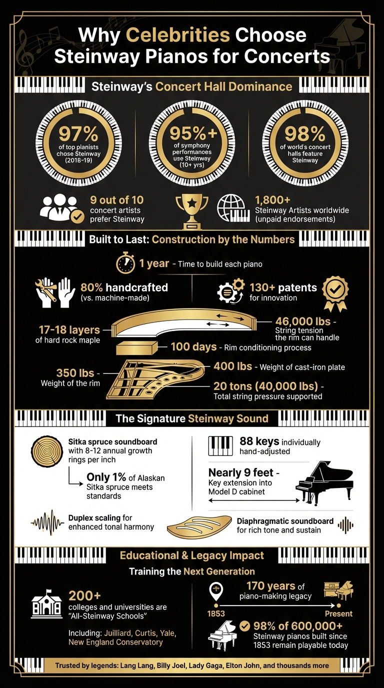 Why 97% of Concert Pianists Choose Steinway: Key Statistics and Features