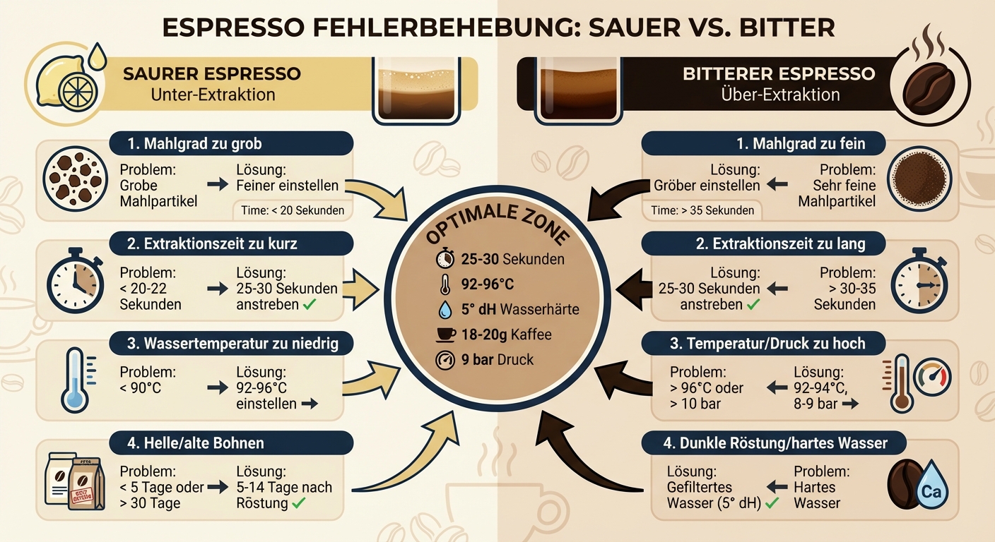 Espresso Fehler beheben: Sauer vs Bitter - Ursachen und Lösungen