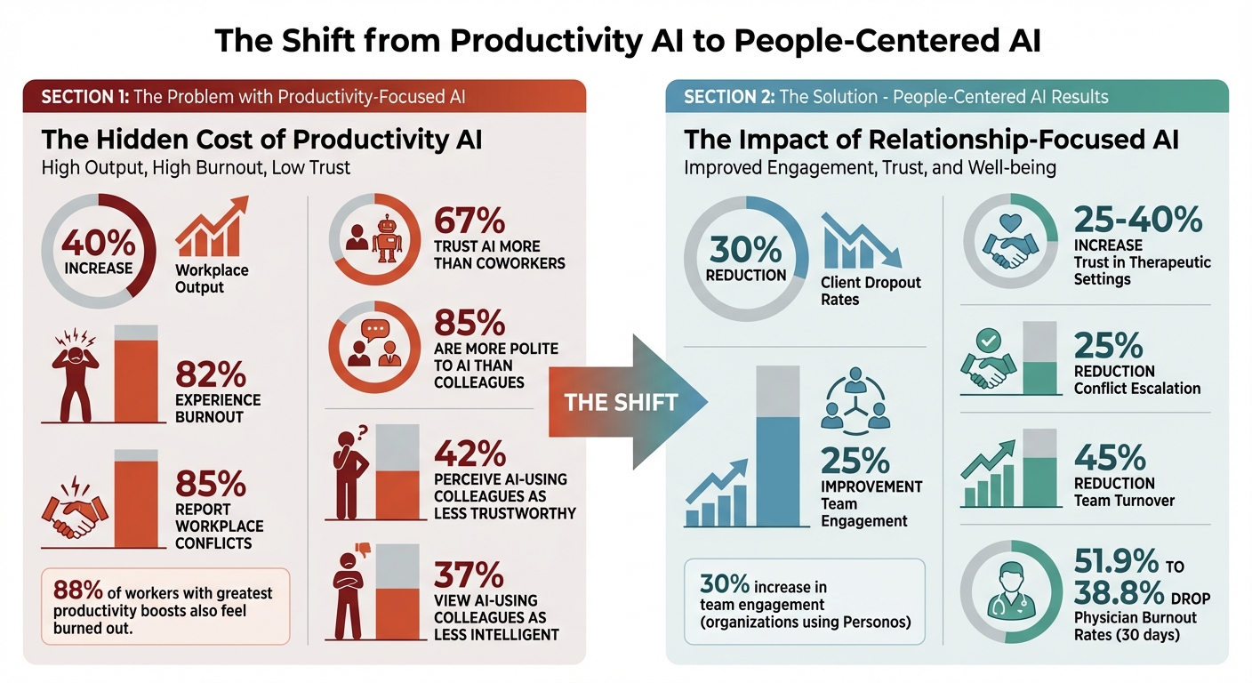 The Impact of Productivity-Focused AI on Workplace Relationships and Burnout