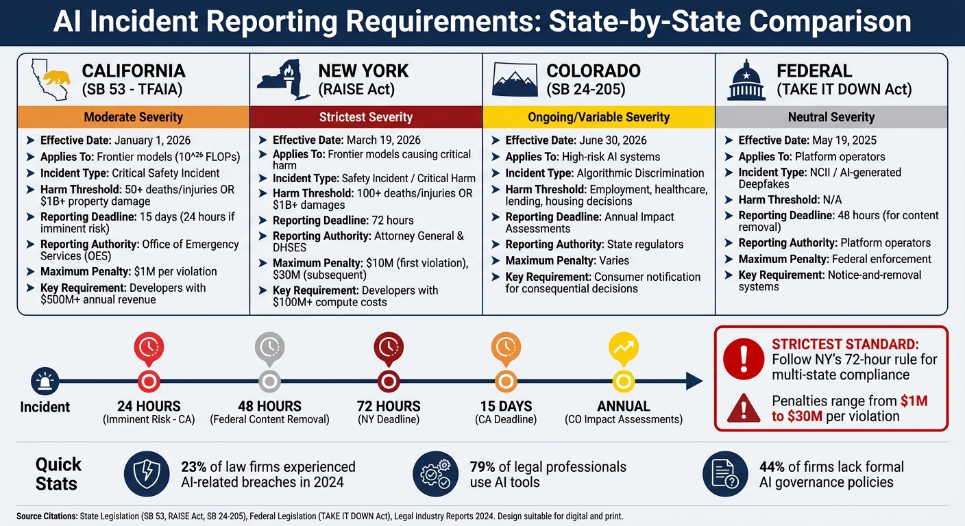 AI Incident Reporting Requirements by State: Deadlines, Penalties, and Thresholds