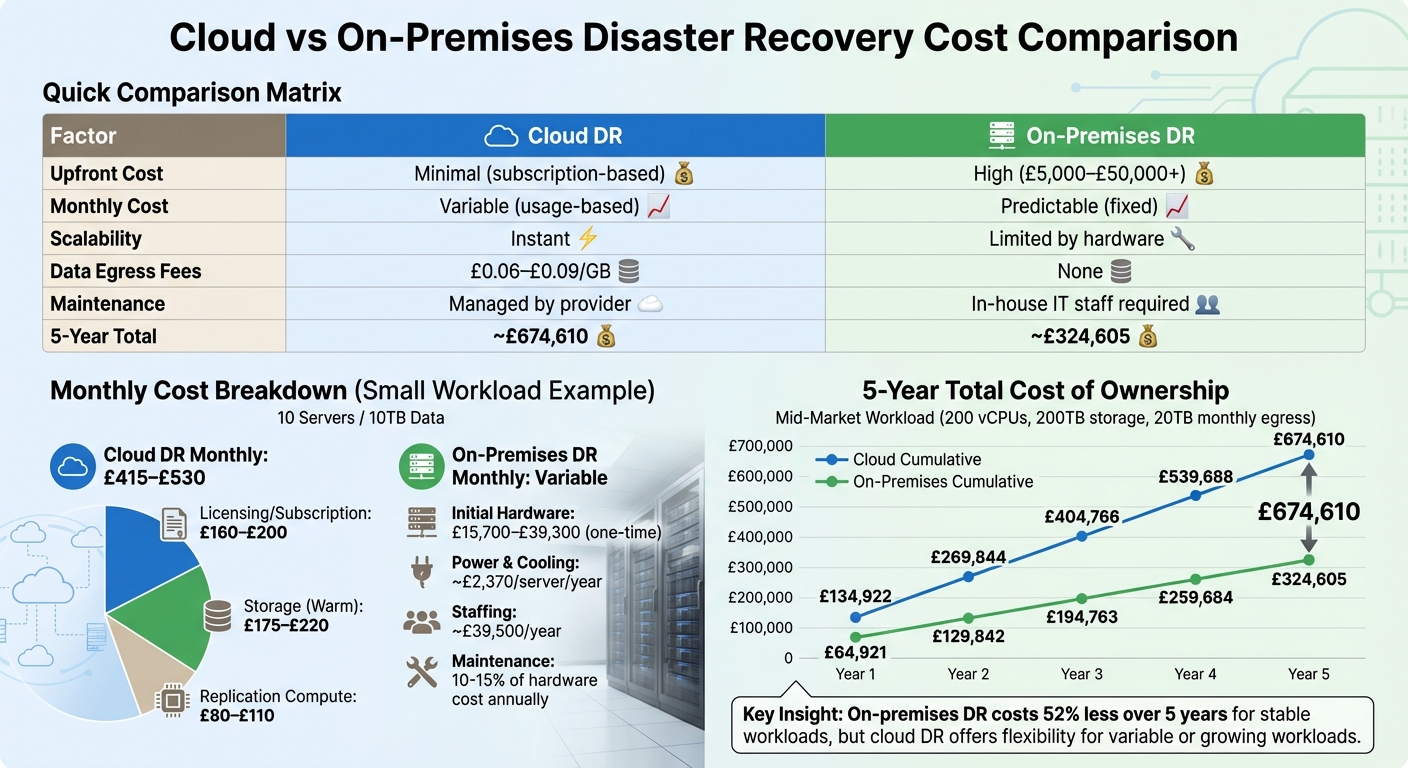 Cloud vs On-Premises Disaster Recovery: 5-Year Cost Comparison