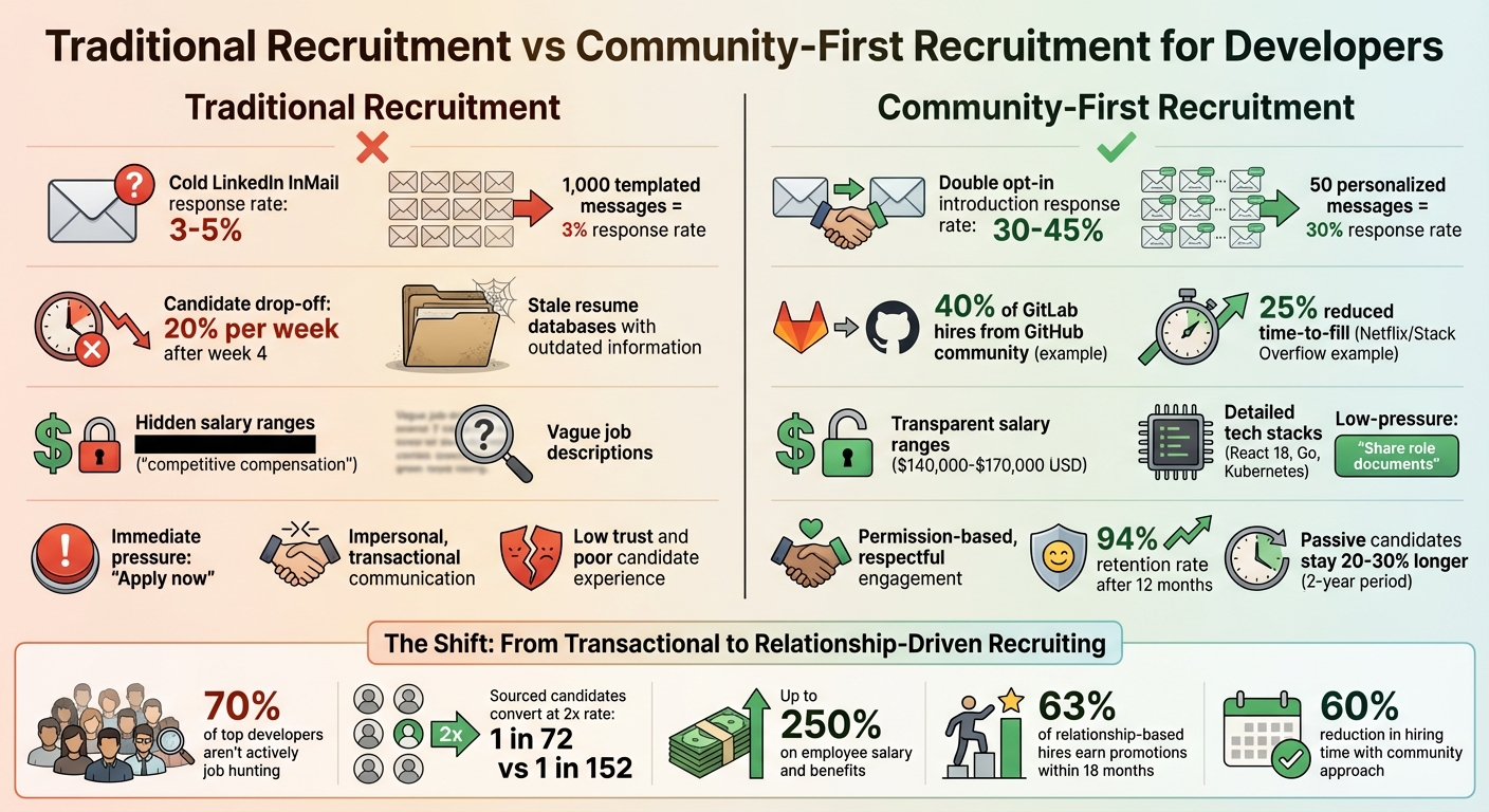 Traditional vs Community-First Developer Recruitment: Key Metrics Comparison