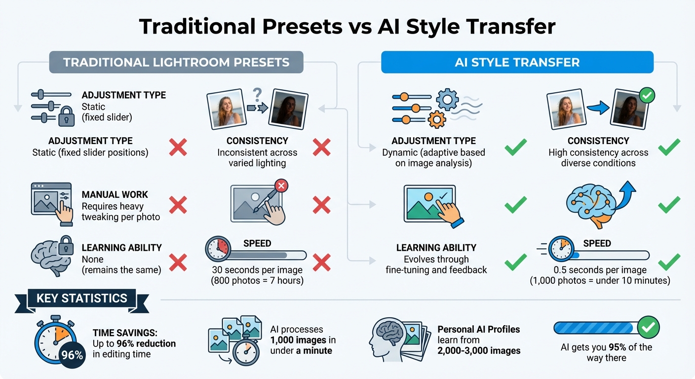 Traditional Lightroom Presets vs AI Style Transfer Comparison