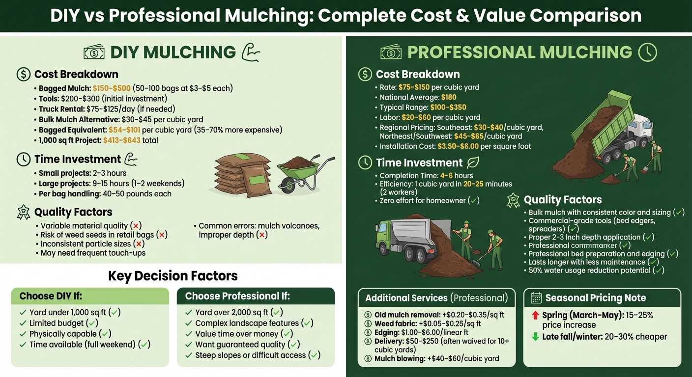 DIY vs Professional Mulching Cost and Time Comparison