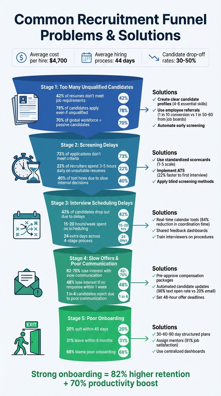 5 Common Recruitment Funnel Problems and Solutions with Key Statistics