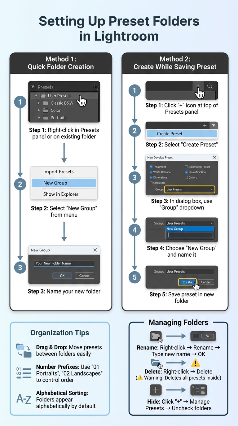 How to Create and Organize Preset Folders in Lightroom