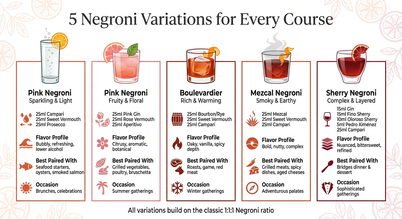 5 Negroni Variations Comparison Guide for Dinner Parties