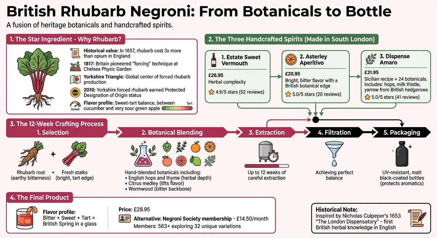 British Rhubarb Negroni: 12-Week Crafting Process and Key Ingredients