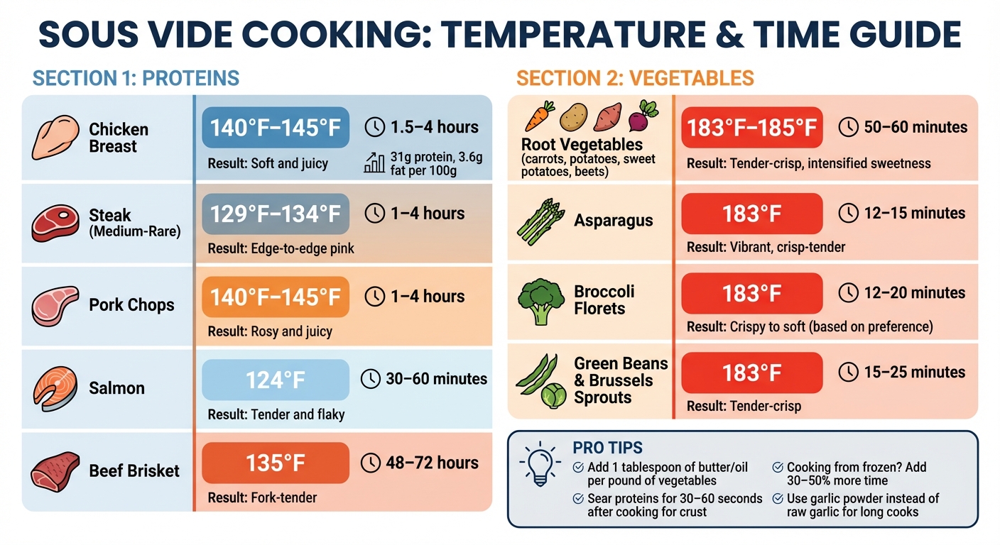 Sous Vide Cooking Times and Temperatures Guide for Proteins and Vegetables