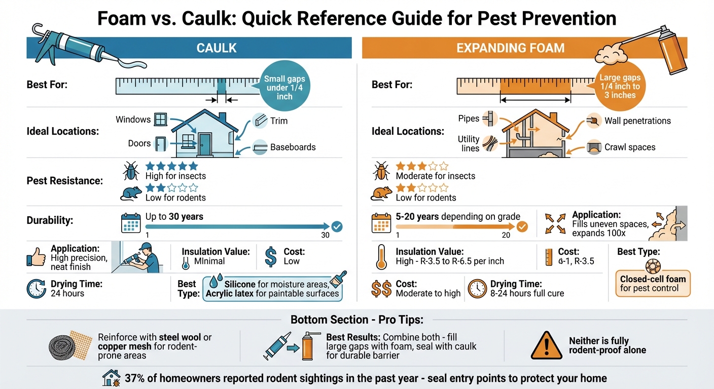 Foam vs Caulk Comparison Chart for Pest Prevention