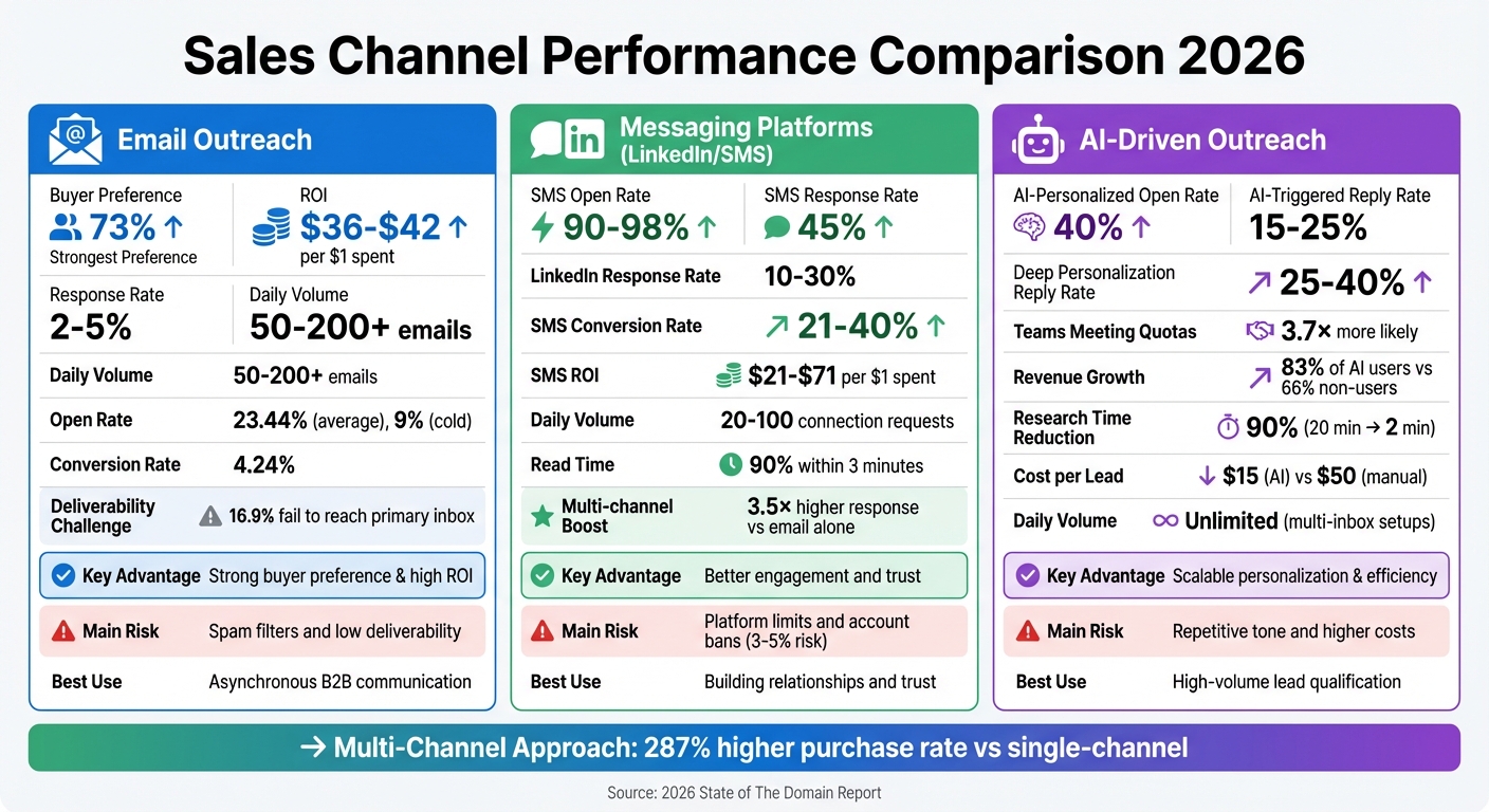 Email vs Messaging vs AI-Driven Outreach: Sales Channel Performance Comparison 2026