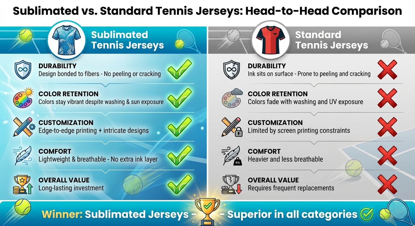 Sublimated vs Standard Tennis Jerseys Comparison Chart