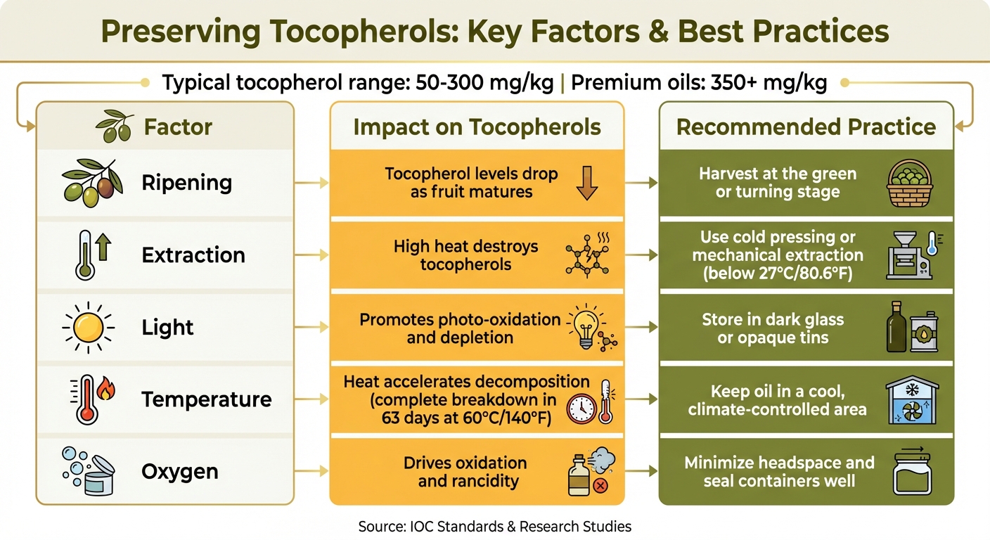 Best Practices for Preserving Tocopherols in Olive Oil