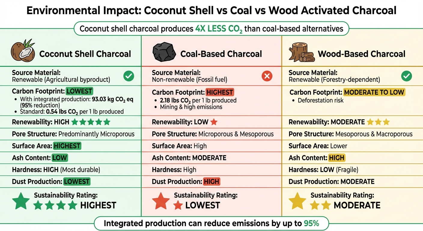 Environmental Comparison: Coconut Shell vs Coal vs Wood Activated Charcoal
