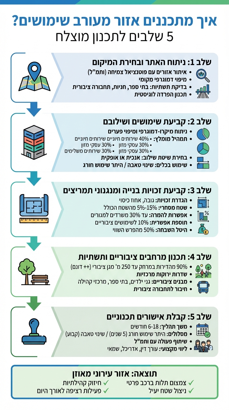 5 שלבי תכנון אזור מעורב שימושים בישראל