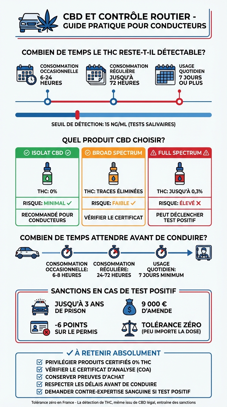 Délais de détection du THC et types de produits CBD : guide pour conducteurs